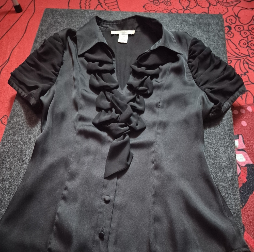 Chic Black Ruffled Blouse for Women